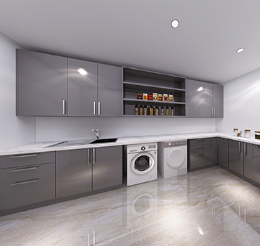Individuelles graues Waschküche-Kabinett-Design