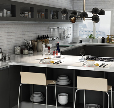 Kunden spezifisches schwarzes Küchen-Pantry-Kabinett-Design