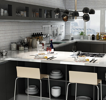 Küchen schränke benutzer definiert grau farbig Bauernhaus Design
