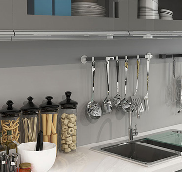 Kunden spezifisches, verwittertes Design für Küchen schränke in Grau