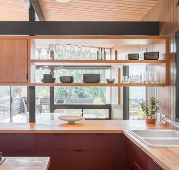 Kunden spezifisches Design für Küchen schränke aus dunkelrotem Holz